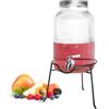 Sendez Dispenser di bevande in vetro da 5 l, con rubinetto in acciaio inox e supporto in metallo, design retrò, robusto ed elegante, perfetto per limonata, tè freddo e feste