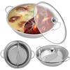 BRRIDE Hot Pot in acciaio inox con divisore, Hotpot padella divisa con divisorio e coperchio in vetro, pentola Dual Hotpot fornello Shabu Shabu, doppio brodo per fornello a gas a induzione (34 cm)