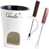 KESOTO Tazza per Fonduta Di Cioccolato Da 130 Ml Con 2 Forchetta, Set Fonduta Al Formaggio, Tazza Sciogli Cioccolato per Burro, Tapas, Caramelle, Burro O Tapas, Bianco