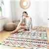 Homxi Tappeto Rettangolare 120 x 180 cm Zerbino, Passatoia Cameretta Cotone Poliestere, Motivo Geometrico con Nappe, Tappeto Colorato per Esterno
