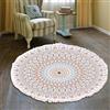 Duories Tappeto rotondo in cotone bohémien, lavabile, tessuto a mano, con nappe, per camera da letto, corridoio, soggiorno, tavolino da caffè, lavabile in lavatrice, 80 cm, fiori #24