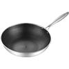 Fyearfly Padella wok in acciaio inox, 34 cm, antiaderente, a nido d'ape, facile da pulire, senza coperchio