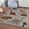 Smart Kids Tappeto per bambini in tessuto emozionante avventure con emozionanti motivi T-Rex - T-Rex & Friends, sabbia beige mélange