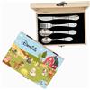 KIDDI-MEDIA Posate personalizzate per bambini con incisione - 5 pezzi - con nome - tema fattoria - con incluso un PORTACHIAVI GRATIS per cartella - regalo per battesimo, compleanno