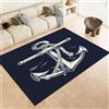 Generic Area Rugs Tappeto per soggiorno, 180 x 240 cm, antiscivolo, in stile nautico, motivo ancora, lavabile in lavatrice, rettangolare, morbido a pelo basso, per camera da letto, colore: blu