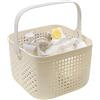 EpheyFIF Cesto portaoggetti portatile in plastica con manico, base cava di drenaggio per evitare l'accumulo di acqua, adatto per organizzare prodotti per la doccia e la pulizia (beige)