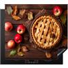 KitchenYeah© Coperchio Piano Cottura 58x51 cm Cucina Copri Fornelli Tappetino Induzione Antiscivolo Piastra Protezione Torta di mele - Foglie - Autunno - Mele - Natura morta - Stampa su legno