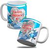 quickgadget Tazza Personalizzata con 2 Foto, Tazza in Ceramica per Tifoso Napoli Napoletano Bianco Azzurro, Idea Regalo Calcio Cuore Azzurro, Gadget Casa Ufficio Portapenne