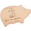 Maverton Tagliere in legno di faggio, a forma di maialino | Incisione personalizzata, dimensioni 30cm x 18cm circa, pensiero speciale per la donna, maialina