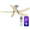 KLARSTEIN Bolero Ventilatore da Soffitto con Luce e Telecomando - 132cm, 6 Velocità, Modalità Estiva/Invernale, Silenzioso, Smart App, Design Elegante, Montaggio Flessibile, Acero