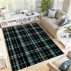 JEDTAKCT Tappeto Tartan Scozzese Di Campagna, 150X210Cm, Lavabile In Lavatrice A Pelo Corto Per Soggiorno Camera Da Letto, Nero Verde Motivo Semplice Retro, Per Bambini Antiscivolo Sala Da Pranzo