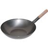 AAF Nommel ®, Wok - Padella piatta Ø 40 cm, in acciaio al carbonio, per piani cottura a gas e a induzione, con manico in legno