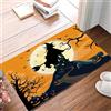 MIAOMANSENSTORE Zerbino del castello della foresta medievale della luna piena della strega volante di Halloween, zerbino marrone autunnale Happy HalloweenZerbino ingresso esterno Decorazioni casa Regali