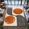 ZDLLDZ Tappeto retrò minimalista con linee circolari arancioni, motivo geometrico, per soggiorno, cucina, camera da letto, decorazione retrò per la casa (180x270 cm/71x106 pollici/tappeto)