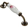 FBSHOP(TM) FBSHOP TM, pomelli in ceramica, stile francese, dipinti a mano, motivo: fiore di tulipano, per cassetti, mobili da cucina, armadietti, guardaroba, comò, set di 10 style 2-Hole distance:128mm