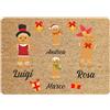 Colorfamily Tappeto Zerbino Natale personalizzato con nome Famiglia 2 figli Omini Natalizio Ingresso Casa Regalo Natale 60x40 cm