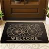 Generic Bike Welcome, zerbino nero per bicicletta, decorazione per interni ed esterni, in gomma antiscivolo, assorbente, facile da pulire, 73 x 43 cm