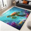 Generico Soffice Per Camera Da Letto Tappeto, Cartone Animato Tartaruga Corallo Shaggy Per Soggiorno Tappeti 80 X 150 Cm Antiscivolo Tappeti, Lavabile, Per Stanza Dei Giochi, Decorazione Per La Casa Azzurro