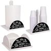 Lupia - Set 3 Pezzi Cucina in Legno White BLACKBOARD: Porta Tovaglioli, Porta Bicchieri, Porta Rotolo, Decorazione Elegante, Adatto a Stili Moderni e Classici, stile lavagna nera Legno bianco