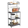 COSTWAY Microonde Scaffale da Cucina per Microonde in Metallo a 4 Ripiani, Carrello per Microonde Scaffalatura Organizzatore Portaoggetti, 60 x 34 x 136 cm (Grigio)