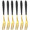 ZZLZX 6 forchette da frutta nera e oro, set di forchette da tè in acciaio inossidabile, forchette per torte, forchette per frutta, mini forchette per degustazione di cocktail, frutta e dessert