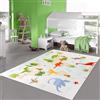 Teppich-Traum Tappeto Mondo dei dinosauri con motivi preistorici tappeto antiscivolo piatto antisporco lavabile con robot adatto per il educativo resistente e atossico Beige 120 x 160 cm