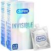Durex 2x Preservativi Durex Invisible Ultra Sottile Lubrificati Forma Classica - 2 Scatole da 12 Profilattici ognuna