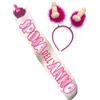realGOOS fascia con scritta SPOSA DELL'ANNO e coccarda pisello per la festa hot di addio al nubilato gadget per adulti 18+ e cerchietto con piselli