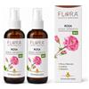 FLORA Acqua Aromatica di Rose BIO‑COSMOS pack da 2 Pz da 100 ml Idrolato di Rosa Damascena 100 % Puro, Tonico Viso Lenitivo & Idratante, Rinfrescante Corpo - Capelli, Aroma Relax per Cosmesi e DIY