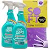 FEI FAN SET: 2x Spray Igienizzante Con AMMONIACA Profumata. Sgrassa, Lucida e Pulisce. Potenza L'Azione Sgrassante e Contrasta Lo Sporco Ostinato 750ml + Panno In Lattice SOFT
