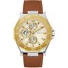 GUESS Herren Multifunkion Armbanduhr PRIME braun, gold 46 mm GW0704G1
