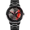 MASTOP Orologio da polso da uomo creativo 3D rotante ruota auto orologio da polso cerchio mozzo design moda quarzo elegante orologio da polso con cinturino in acciaio inox regalo per gli appassionati di auto