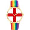 Toff London Orologio bandiera inglese da donna, cassa 38 mm, resistente all'acqua, movimento al quarzo progettato su misura, resistente all'acqua, alla moda