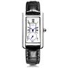 ALANTOP Elegante orologio al quarzo da donna, rettangolare, con cinturino in pelle, corona di cristallo blu, impermeabile, design elegante, Argento nero, Cinturino