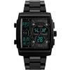 TONSHEN Uomo Orologio Digitale Subacqueo Impermeabile Analogico Quarzo Doppio Tempo Outdoor Sportivo Militare Orologi da Polso LED Controluce Rettangolare Dial Data Calendario (Nero)