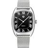 TYBERLEY RollsTimi Classico Orologio da uomo VH31 Movimento al quarzo Quadrato Cassa in acciaio inossidabile Cinturino in pelle impermeabile Semplicità Orologi da polso Business (rete nera)