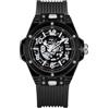 DAXIAOYU Orologio da Uomo Fashion Hollow Skeleton Automatico Meccanico con Cassa Trasparente Impermeabile Cinturino in Silicone da Sport, nero, Sportivo
