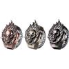 JewelryWe 3pezzi Orologio da dito Teschio di fiamma da Uomo Donna Cinturino Elastico Rotondo Orologio Anello al quarzo