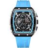 DAXIAOYU Orologi sportivi rettangolari alla moda con grande quadrante casual cinturino in silicone orologi da polso al quarzo per uomo cronografo automatico orologio luminoso stile steampunk, Azzurro