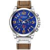 CURREN Marchio di lusso per uomo, cronometro militare, impermeabile, pelle, cronografo, moda maschile, orologio al quarzo (argento blu), argento, blu, orologio al quarzo, cronografo