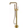 XDSMB Rubinetto Bagno Vasca Freestanding A Pavimento Miscelatore Vasca da Bagno da Terra Beccuccio Girevole A 360 °,Oro Spazzolato