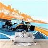 Generico Carta Da Parati Soggiorno Macchina Da Corsa Di Formula Blu 200x140 cm Fotomurali Moda Decorazione da Muro Poster Carta per pareti 3D, per Camera Letto Ufficio Cameretta Bambini