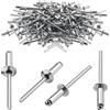 TXXATX Rivetti ciechi in alluminio, 3,2 x 10 mm, 120 pezzi, borchie argentate, con estremità aperta, per metallo, legno, plastica, mobili, auto, marine, collegamento e fissaggio