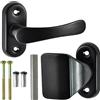 ALSTEN TECH Set di maniglie per porta e porta in alluminio per porte e cancelli da giardino, maniglia per porta da giardino, senza rosetta, con targhetta corta, colore nero