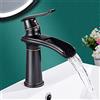 SJQKA Miscelatore Cascata Lavabo Nero, Rubinetto Alto Lavabo Bagno,rubinetto Bagno Lavabo Cascata Miscelatore Ottone (Nero-Basso)