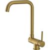 VALAZ Rubinetto Lavello Cucina Dorato C-Spout | Rubinetto Miscelatore Monocomando, Girevole 360° | Risparmio d'acqua, Alta Pressione | Installazione Facile e Veloce | Ottone, Elegante, Acciaio Inox