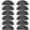 STARVAST 12 maniglie di conchiglia vintage per cassetti e mobili da cucina, ferro curvo, 8,2 x 3,5 cm, con viti, colore: nero