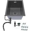ANW HOME Lavello Cucina 1 Vasca Lavandino Cucina Acciaio Inox 304, Lavello da Incasso o Sottotop 37x45 cm Grafite PVD, Rivestimento Nano, Spessore 3,0+1 mm, Profondità 22 cm, con Sifone