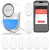 CPVAN Allarme Casa Senza Fili (2.4GHz WiFi), PIR WiFi Sensore di Movimento, fai da te Antifurto Casa Wireless, PIR Host Allarme + 2 Telecomandi + 6 Sensori Porta/Finestra, Bianco