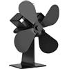 Warm 4 Lame di Calore Stufa Powered Ventola per Legno/Log Burner/Camino, Stove Eco Fan